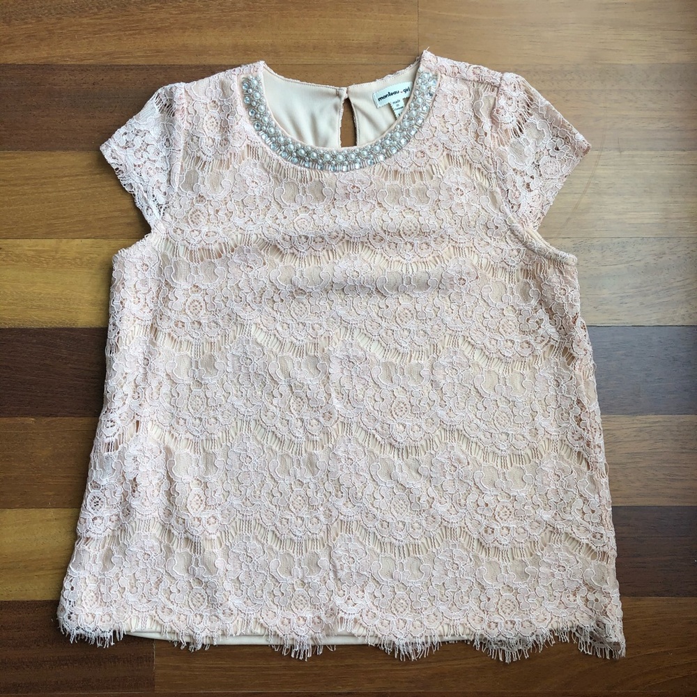Girl's embellished lace top